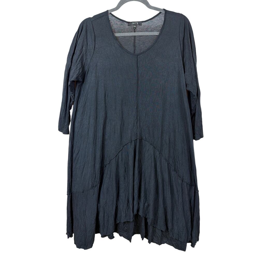 Comfy USA Black Scoop Neck Long Sleeve High Low Hem Dress Size L